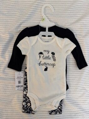 Carter's Cream and Black 'My Little Buttercup' Bodysuit Set
